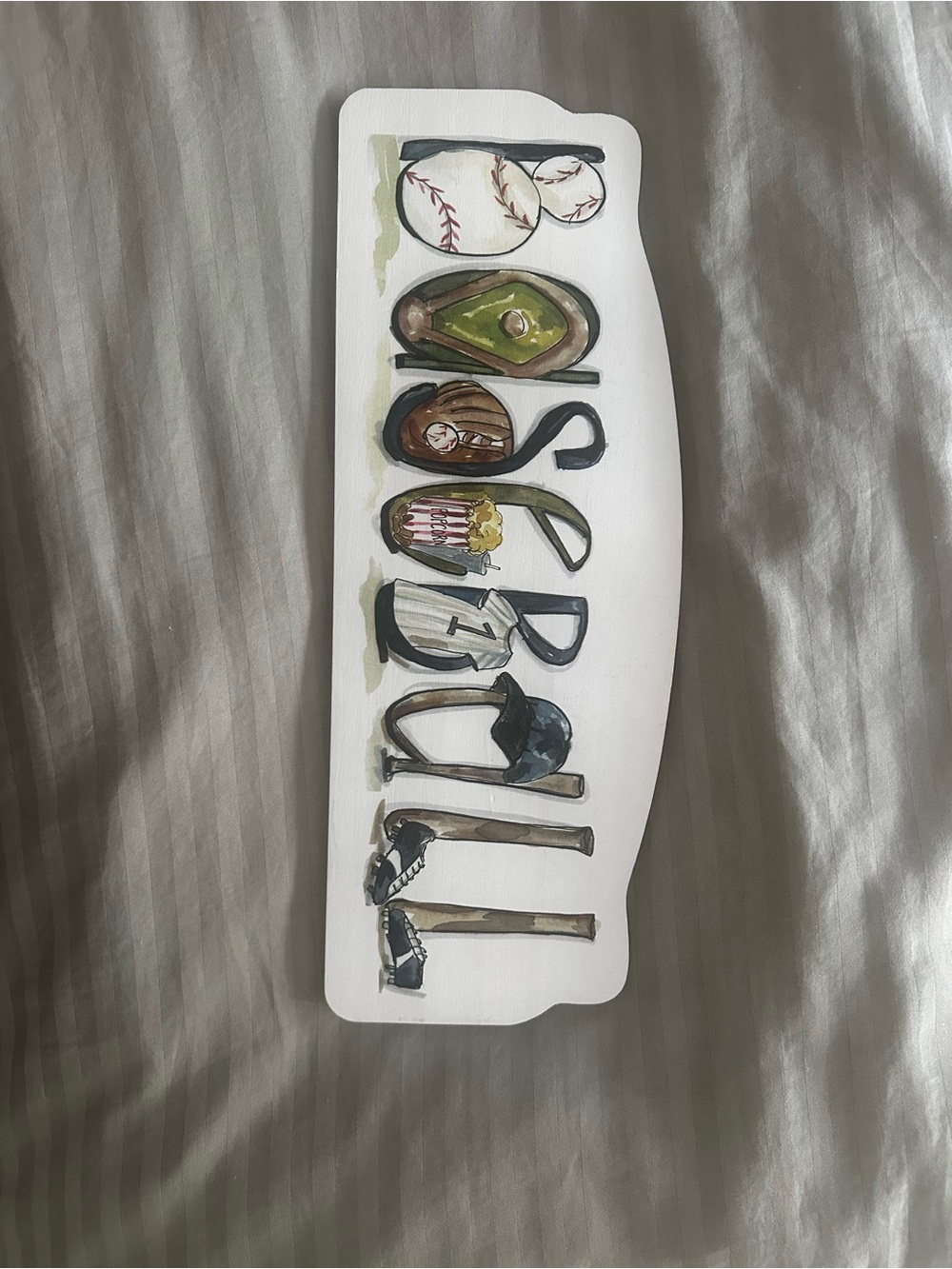 Sports-Inspired Wall Plaque - White with Green and Brown Accents